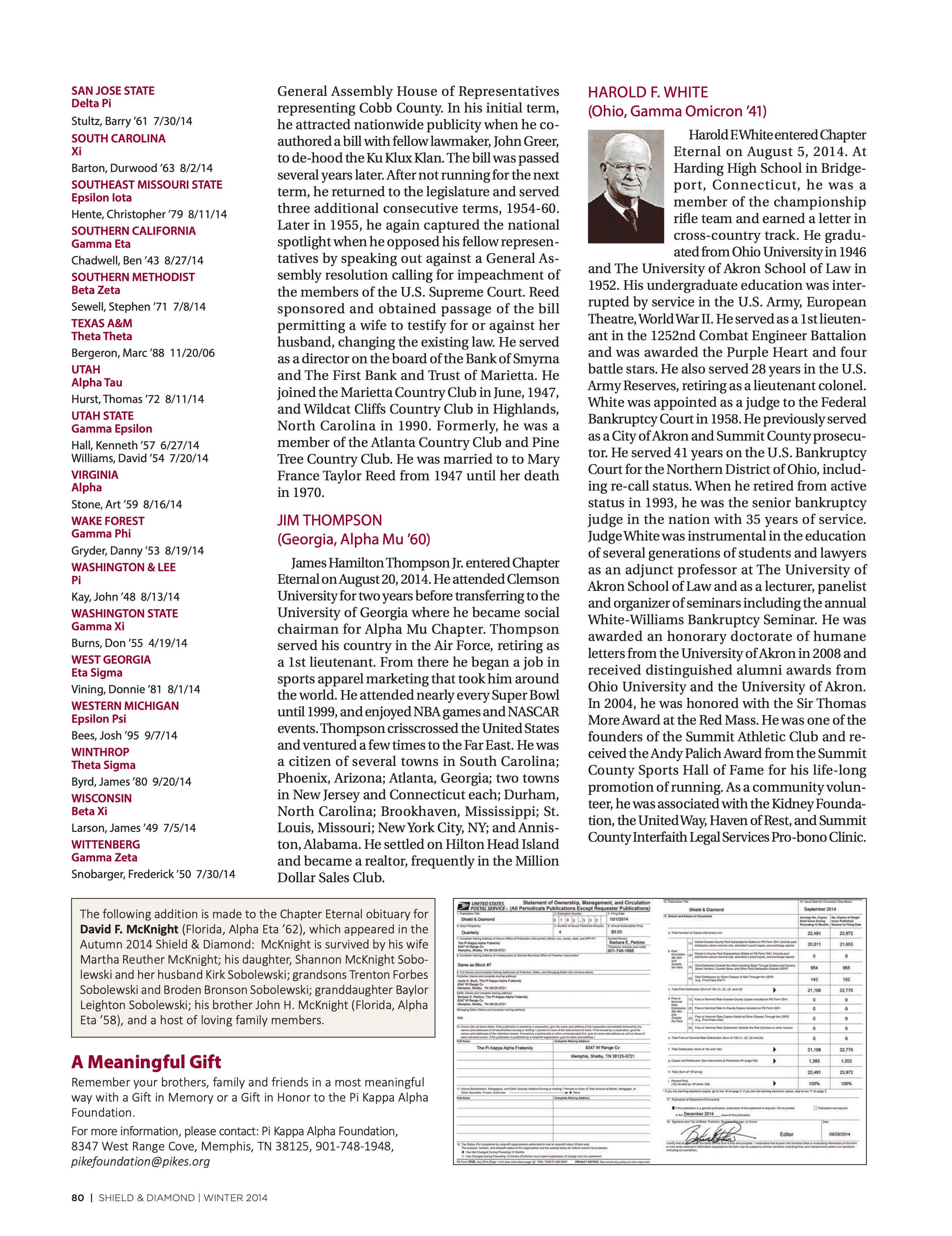 A Meaningful Gift, Winter 2014